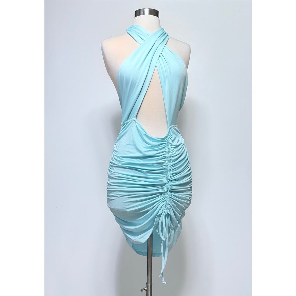 Fashion Nova Attention Cut Out Mini Dress in Aqua Size Medium NWT